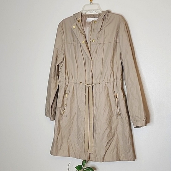 NEW Tahari Macrame Adele Anorak Tailored Glam Trench Coat Summer Fall Designer - Picture 8 of 15